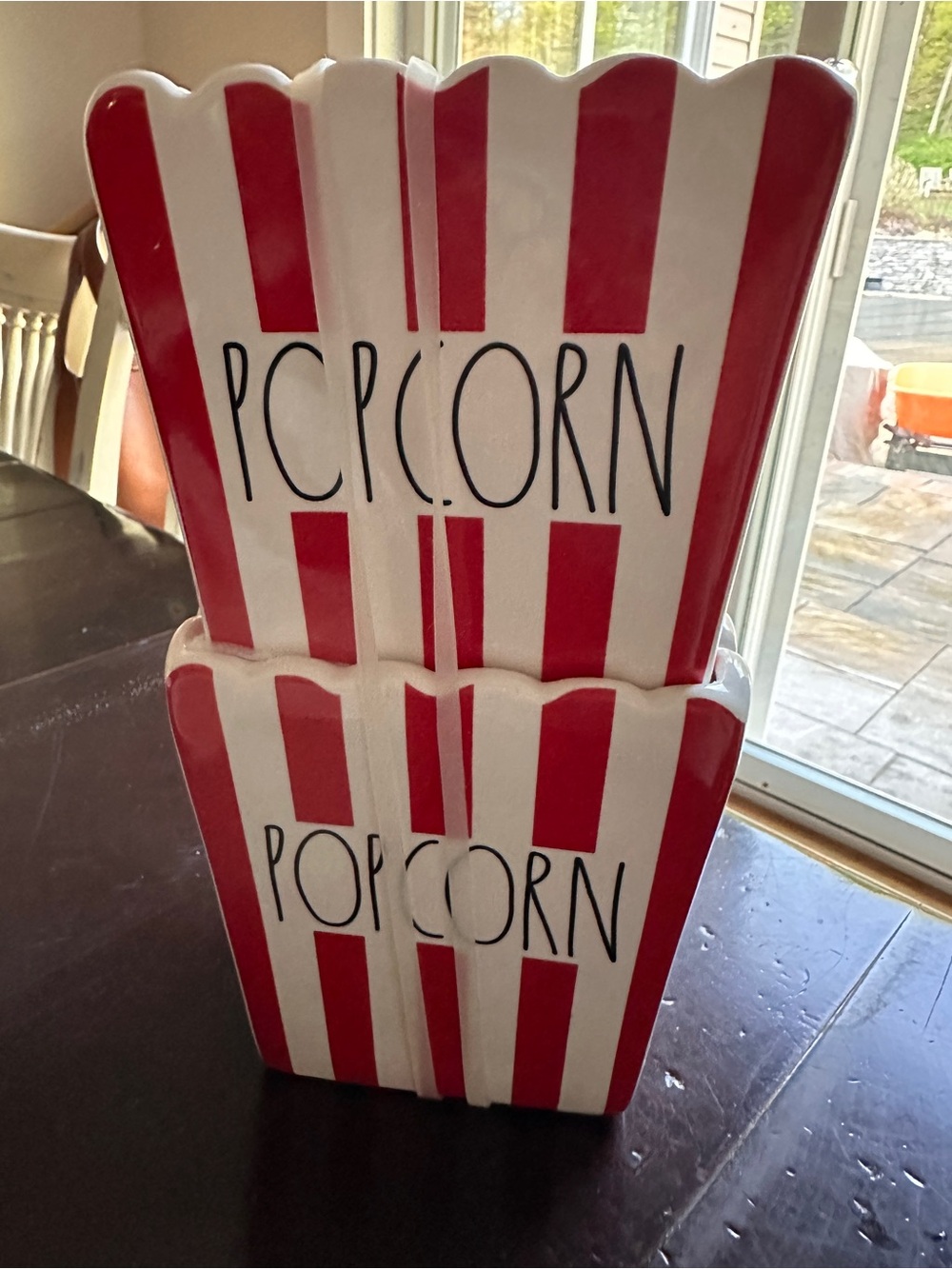 Rae Dunn Red and White Striped Ceramic Popcorn Holders